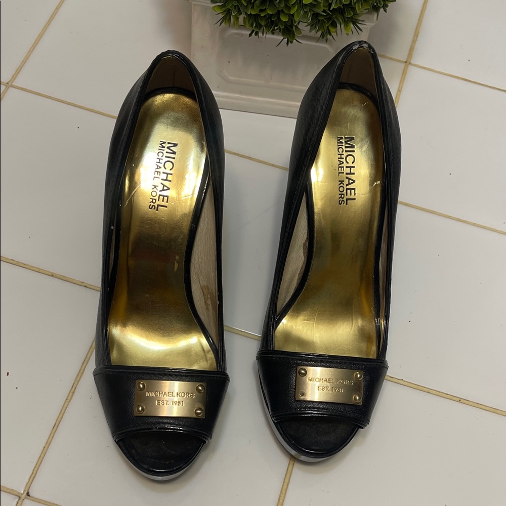 Michael Kors Black Peep-Toe Heels
